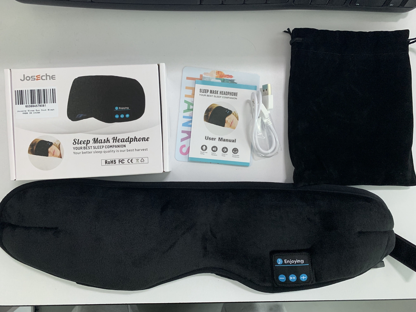 Bluetooth Sleeping Eye Mask Sleep Headphones, Joseche Wireless Bluetooth Headphones Music